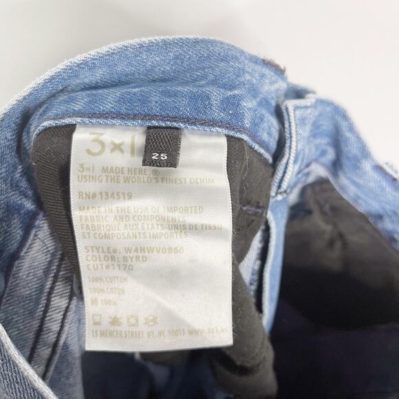 3x1 Womens 25 Shelter Austin Crop Jean Byrd High Rise Raw Frayed Hem Button Fly - Picture 10 of 13
